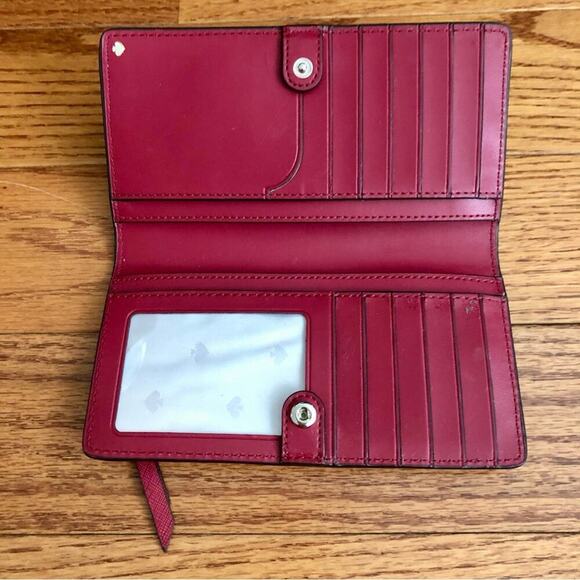 Kate Spade Cameron Saffiano Leather BiFold Rosso Red Wallet - Picture 6 of 8
